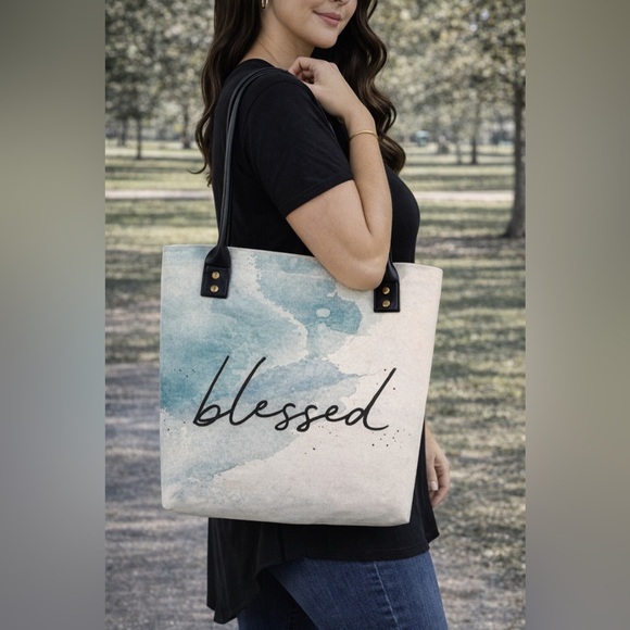 Gifts of Faith Handbags - Gifts of Faith “Blessed” Canvas Tote Bag Purse Book Bag
